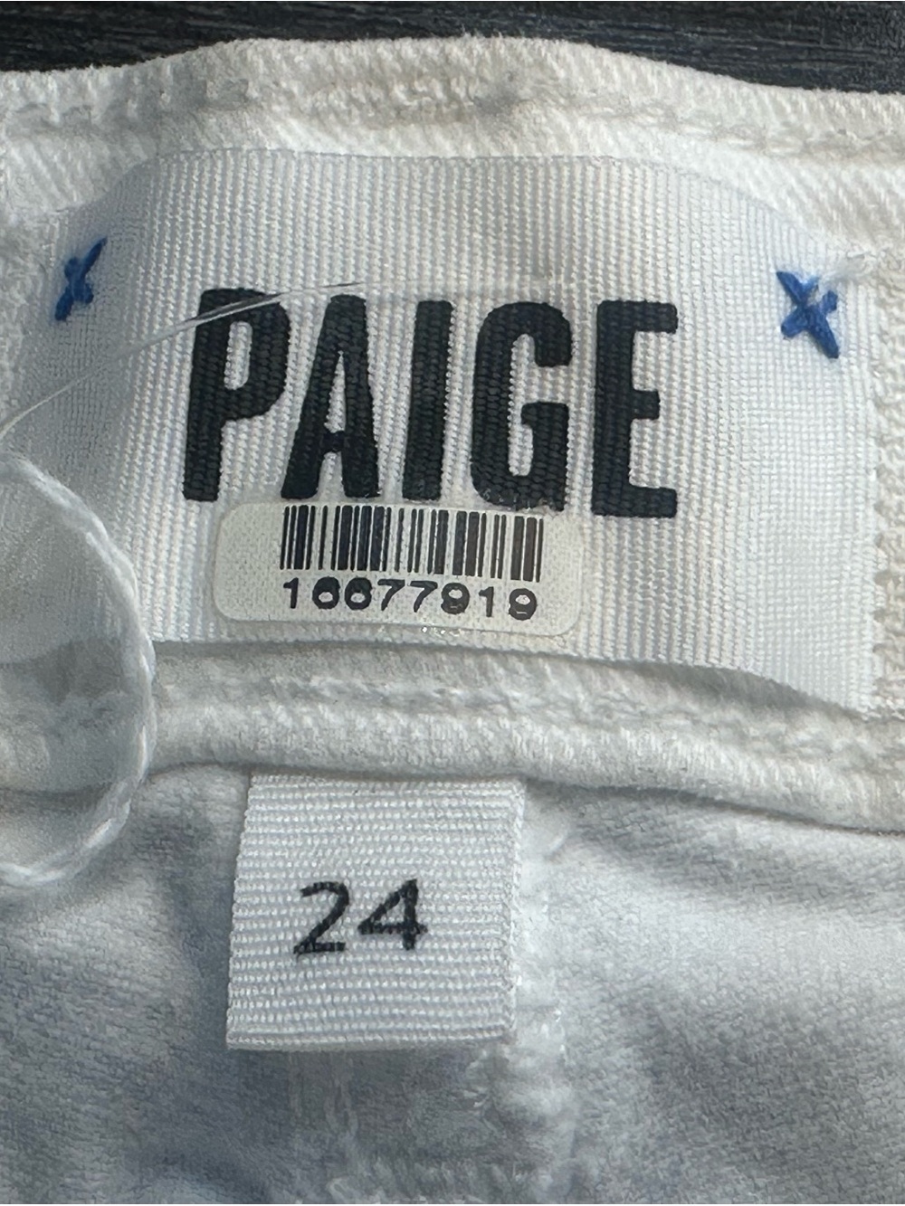 LIKE NEW SIZE 24 PAIGE White Wide-Leg Frayed-Hem Jeans - Picture 5 of 12